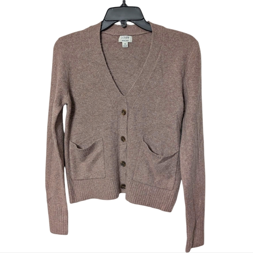 J. Crew Blush Tan Button Front Extra Soft Wool Blend Cardigan Sweater Size XS